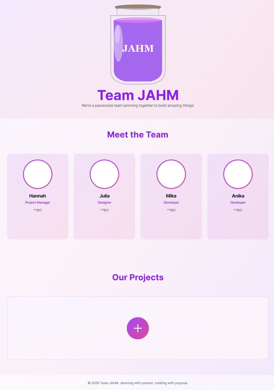 Preview of the group website mockup