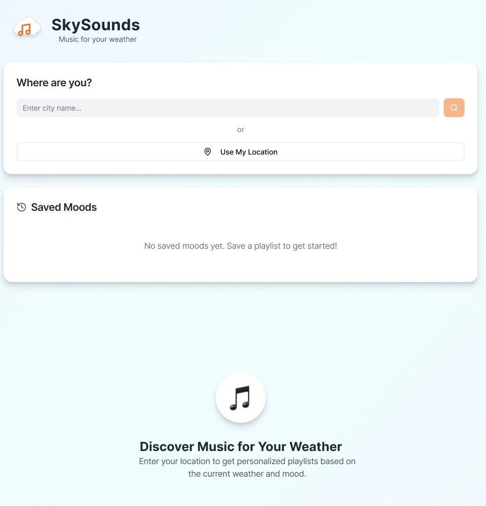 Sky Sounds website mockup