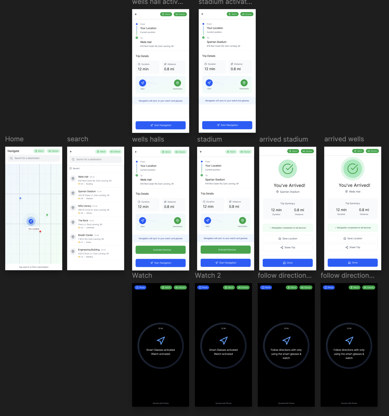 Spartan Nav app mockup