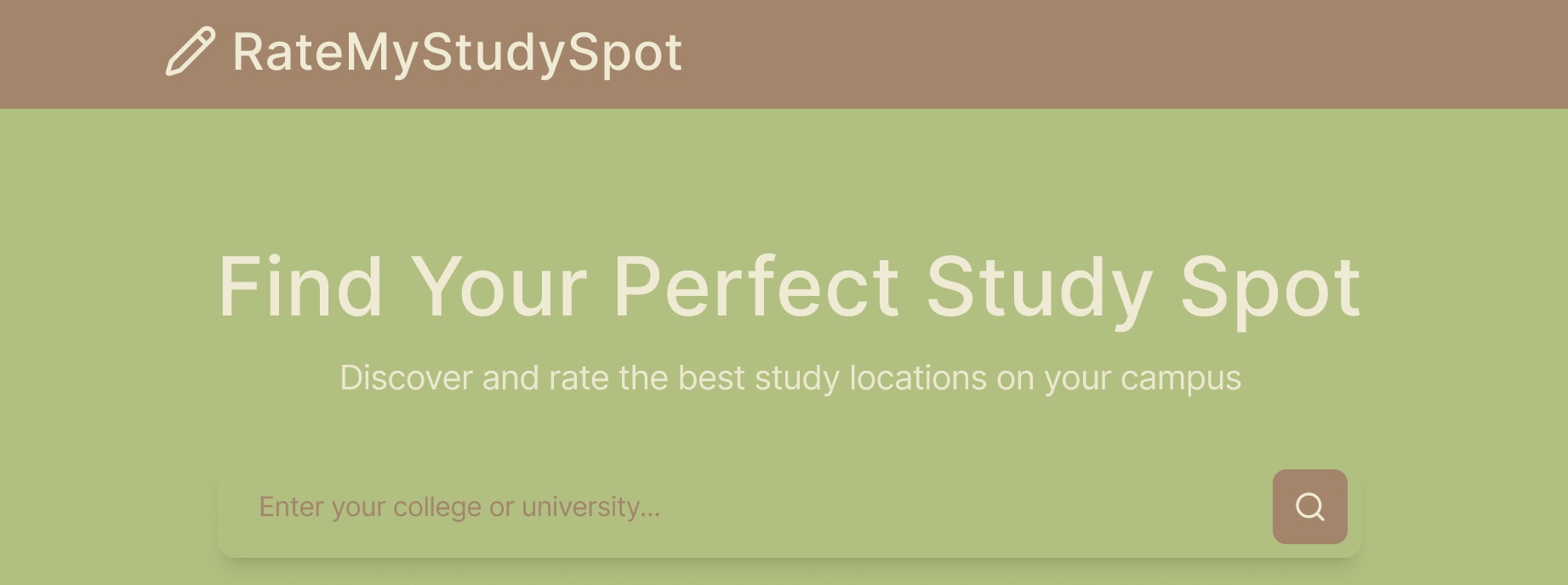 Preview of the RatemyStudySpot website mockup